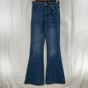 S.O.N.G. Flare Jeans Womens 00/23 Blue Lace-Up Back High Rise Fit N Flare